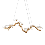 Люстра подвесная линейная с прозрачными стеклянными птичками на ветвях Serip Voa варинант исполнения - 1 | Loft Concept в Барнауле