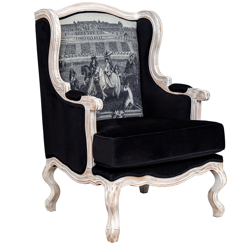 Кресло Saint Germain Armchair Черно-белый Белый винтажная патина Кресло Saint Germain Armchair Черно-белый Белый винтажная патина в Барнауле | Loft Concept