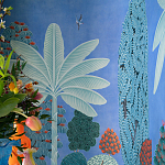 Обои ручная роспись Malwa Special Colourway on blue painted Xuan paper варинант исполнения - 2 | Loft Concept в Барнауле