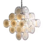 Люстра  с каскадом из круглых декоративных элементов  White Clear Glass Chandelier варинант исполнения - 6 | Loft Concept в Барнауле