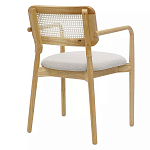 Стул обеденный с мягким сиденьем и спинкой из плетеного ротанга Wood and Textile Chair варинант исполнения - 3 | Loft Concept в Барнауле