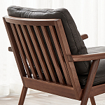 Кресло c каркасом из массива дерева и мягкой кожаной обивкой Walnut Armchair варинант исполнения - 9 | Loft Concept в Барнауле