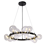 Люстра круглая подвесная с 15-ю прозрачными шарообразными плафонами из стекла Iona chandelier варинант исполнения - 8 | Loft Concept в Барнауле