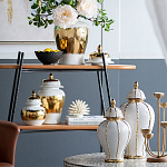 Ваза с золотыми полосами на белом фоне Chinoiserie Ceramics варинант исполнения - 4 | Loft Concept в Барнауле