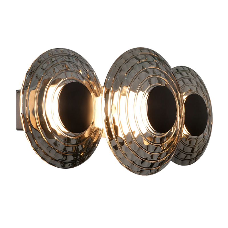 Бра из трех стеклянных фактурных дисков Eyepiece Прозрачный Янтарный Дымчатый (Smoke) в Барнауле | Loft Concept 