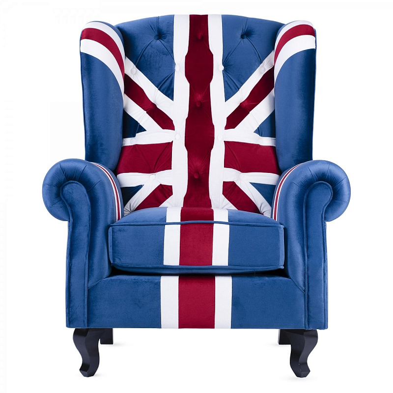Кресло Armchair Union Jack velvet Белый Синий Красный Кресло Armchair Union Jack velvet Белый Синий Красный в Барнауле | Loft Concept