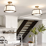 Потолочный светильник со светлым текстильным абажуром Hinkley варинант исполнения - 10 | Loft Concept в Барнауле