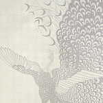 Обои ручная роспись в стиле Арт-деко Whistler Peacocks Special Colourway on 12 Carat White Gold gilded silk варинант исполнения - 2 | Loft Concept в Барнауле