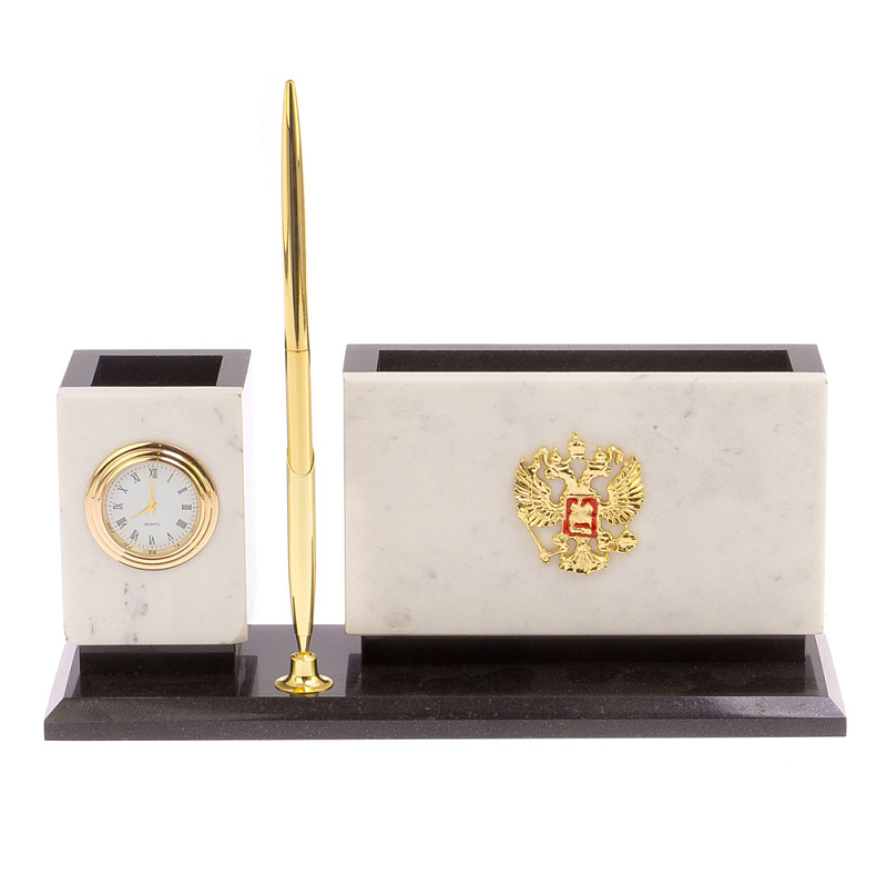 Настольный письменный набор из мрамора с часами и ручкой Marble Accessory Золотой Белый Мрамор Bianco Черный Настольный письменный набор из мрамора с часами и ручкой Marble Accessory Золотой Белый Мрамор Bianco Черный в Барнауле | Loft Concept