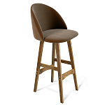Барный стул со спинкой на 4-х деревянных ножках Коричневый Велюр Vendramin Chair  варинант исполнения - 1 | Loft Concept в Барнауле