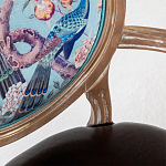 Полукресло из массива бука с сиденьем из экокожи и цветочным принтом на спинке Chinoiserie Garden Chair варинант исполнения - 2 | Loft Concept в Барнауле