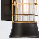 Настенный фонарь цилиндрической формы с рифленым стеклом в золотом каркасе на черном прямоугольном основании Eurofase варинант исполнения - 14 | Loft Concept в Барнауле