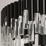 Люстра круглая из матового черного металла с подвесками из прозрачных стеклянных трубок Noir Tubes варинант исполнения - 7 | Loft Concept в Барнауле