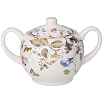 Чайный сервиз из фарфора белый с рисунком цветов на 6 персон 14 предметов Garden Whisper Porcelain Set  варинант исполнения - 3 | Loft Concept в Барнауле