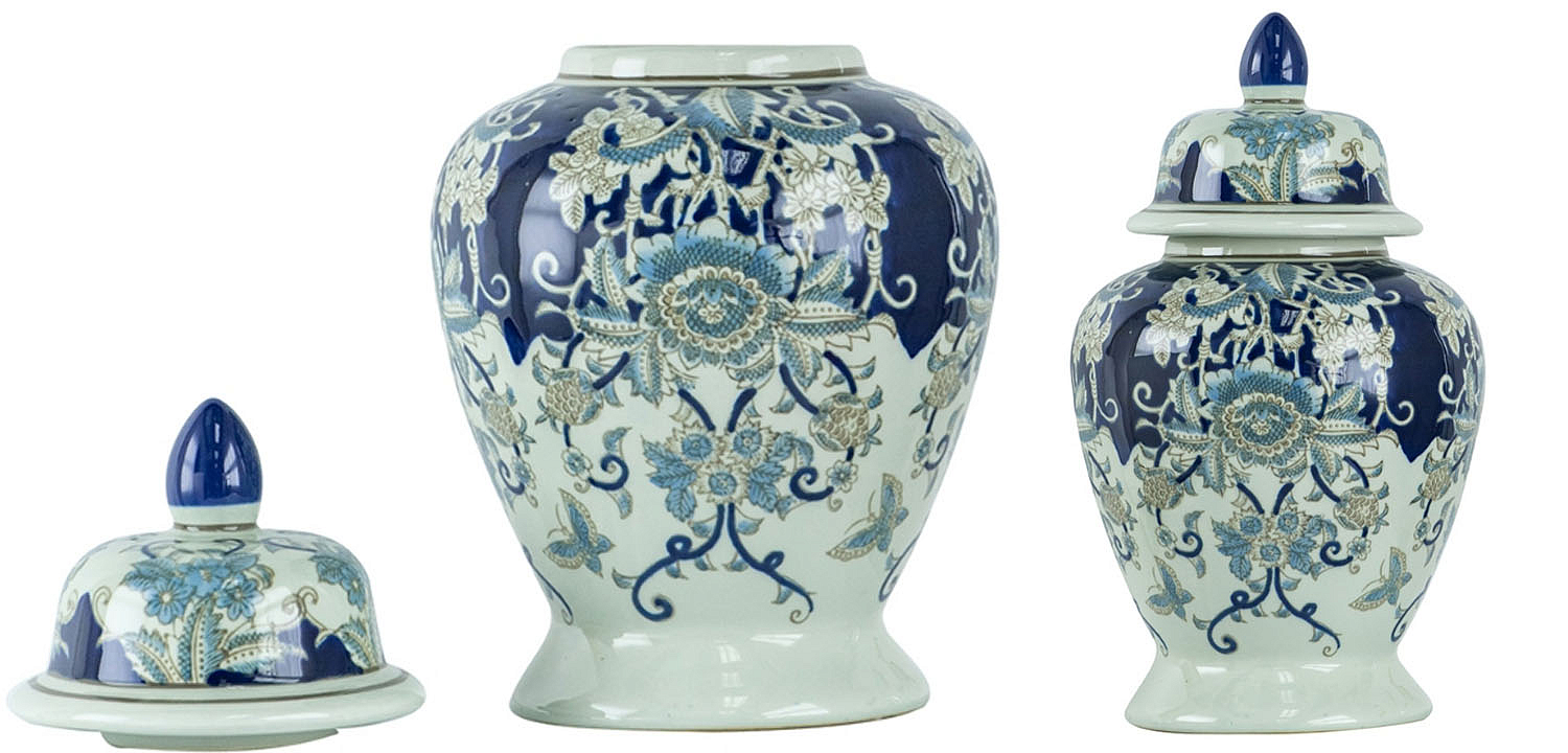 Ваза с крышкой Blue & White Ornament Vase 42 Ваза с крышкой Blue & White Ornament Vase 42 - Loft-Concept в Барнауле