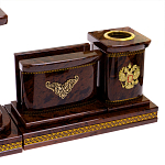 Настольный письменный набор с часами и визитницами из природного камня обсидиана Royal Present варинант исполнения - 3 | Loft Concept в Барнауле