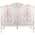 Двухместный диван из массива бука серый с растительным орнаментом Raffael Blue Grey Sofa варинант исполнения - 2 | Loft Concept в Барнауле