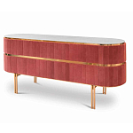 Дизайнерский комод овальный с розовой бархатной обивкой Edith варинант исполнения - 1 | Loft Concept в Барнауле