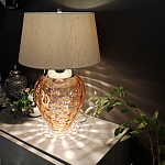 Настольная лампа с фактурным стеклянным основанием красного цвета с хромированной деталью у горловины и белым абажуром из искусственного шёлка Elstead Lighting варинант исполнения - 2 | Loft Concept в Барнауле