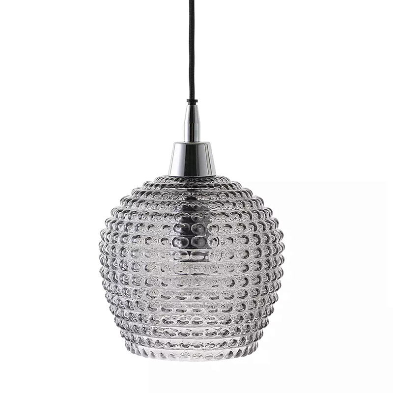Подвесной светильник с рельефным стеклянным плафоном Embossed Glass Shade Прозрачный Серый Черный Подвесной светильник с рельефным стеклянным плафоном Embossed Glass Shade Прозрачный Серый Черный в Барнауле | Loft Concept