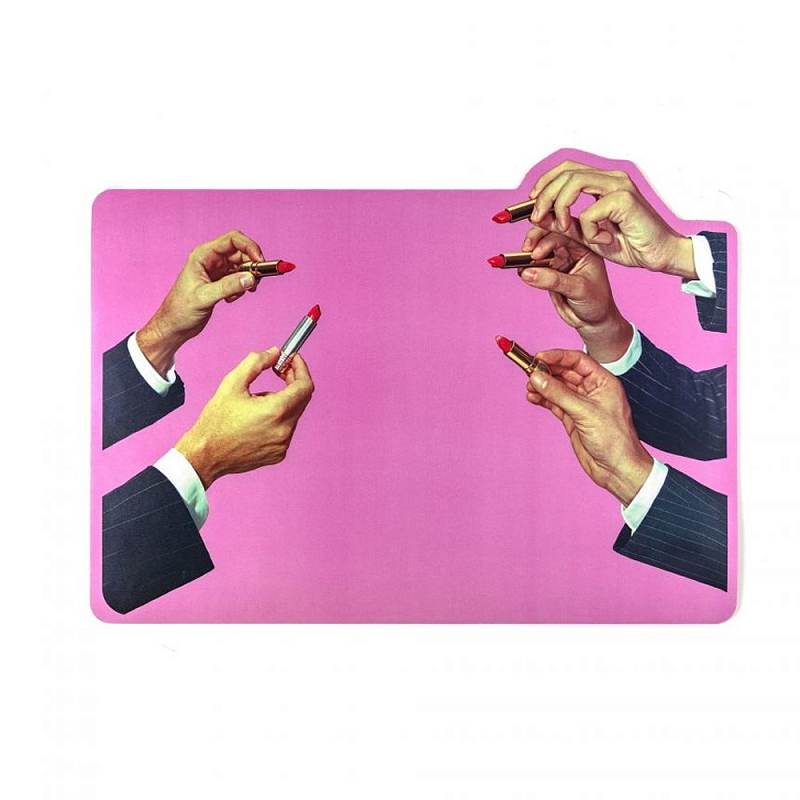 Салфетка под приборы Seletti Pink Lipstick Розовый Мульти в Барнауле | Loft Concept 