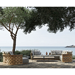 Дизайнерский уличный диван из массива дерева с плетеной спинкой PALINFRASCA Sofa варинант исполнения - 3 | Loft Concept в Барнауле