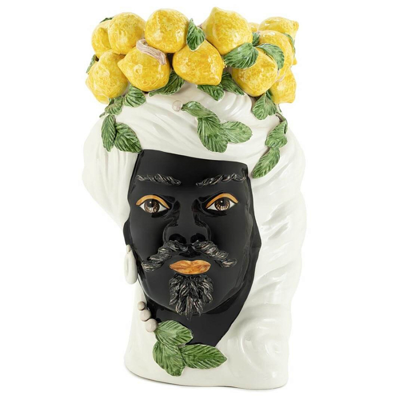 Ваза VASE LEMON HEAD MAN BIG Желтый Белый в Барнауле | Loft Concept 
