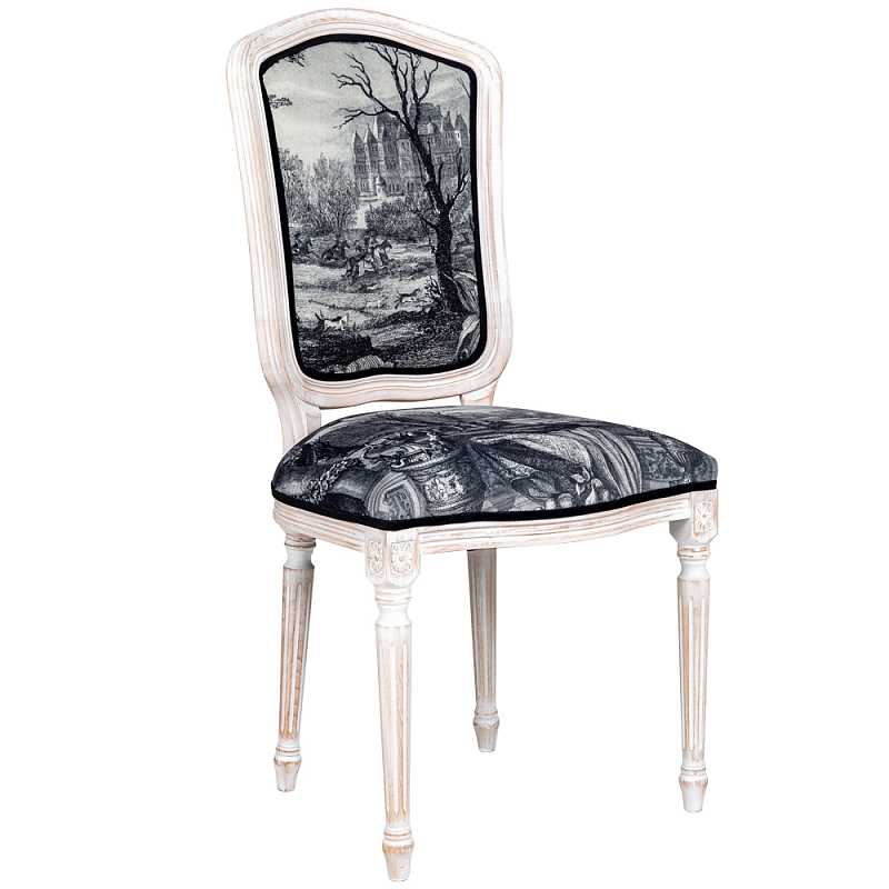 Стул Madrid Castle Stool Черно-белый Белый винтажная патина   в Барнауле | Loft Concept 