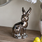 Статуэтка заяц из текстурированной терракоты и покрытый глянцевой краской под бронзу Rabbit Charm  варинант исполнения - 5 | Loft Concept в Барнауле