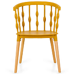 Пластиковый стул на ножках из массива бука Ferret Spiral Mustard варинант исполнения - 2 | Loft Concept в Барнауле