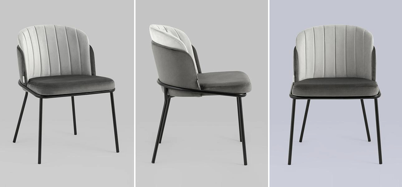 Стул Penelope Chair Серый велюр Металлические Ножки Стул Penelope Chair Серый велюр Металлические Ножки - Loft-Concept в Барнауле