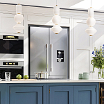 Подвесной светильник белого цвета с тремя геометрическими плафонами Alora Mood варинант исполнения - 12 | Loft Concept в Барнауле