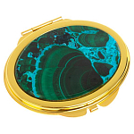 Зеркало карманное складное овальное из натурального камня Малахит с Хризоколлой Gold Stone Mirrors варинант исполнения - 1 | Loft Concept в Барнауле
