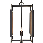 Люстра прямоугольной формы с чёрным каркасом и вставкой из плетеного материала Cage for Light варинант исполнения - 3 | Loft Concept в Барнауле