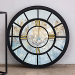 Зеркало настенное в чёрной металлической раме в виде часов Mirror Tower Clock варинант исполнения - 3 | Loft Concept в Барнауле