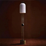 Торшер с белым фактурным абажуром и декором из черных сфер Echoes of Light варинант исполнения - 1 | Loft Concept в Барнауле