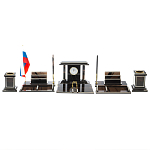 Настольный письменный набор с часами из природного камня обсидиана Team leader варинант исполнения - 1 | Loft Concept в Барнауле