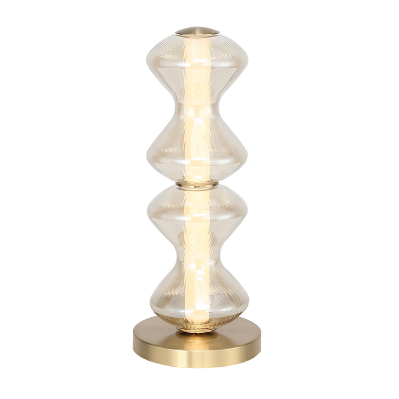 Настольная лампа светодиодная с волнообразным плафоном Amphora of Light Коньяк Золотой в Барнауле | Loft Concept 