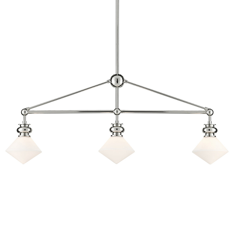 Люстра линейная с ромбовидными плафонами Pointed Diamond Shade Никель Белый Люстра линейная с ромбовидными плафонами Pointed Diamond Shade Никель Белый в Барнауле | Loft Concept