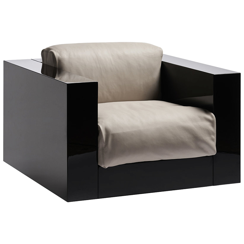Дизайнерское кожаное кресло Poltronova Saratoga Armchair Белый Карамель Черный Дизайнерское кожаное кресло Poltronova Saratoga Armchair Белый Карамель Черный в Барнауле | Loft Concept