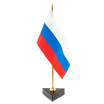 Флагшток настольный с флагом России из камня обсидиан Stone Flagpole варинант исполнения - 2 | Loft Concept в Барнауле