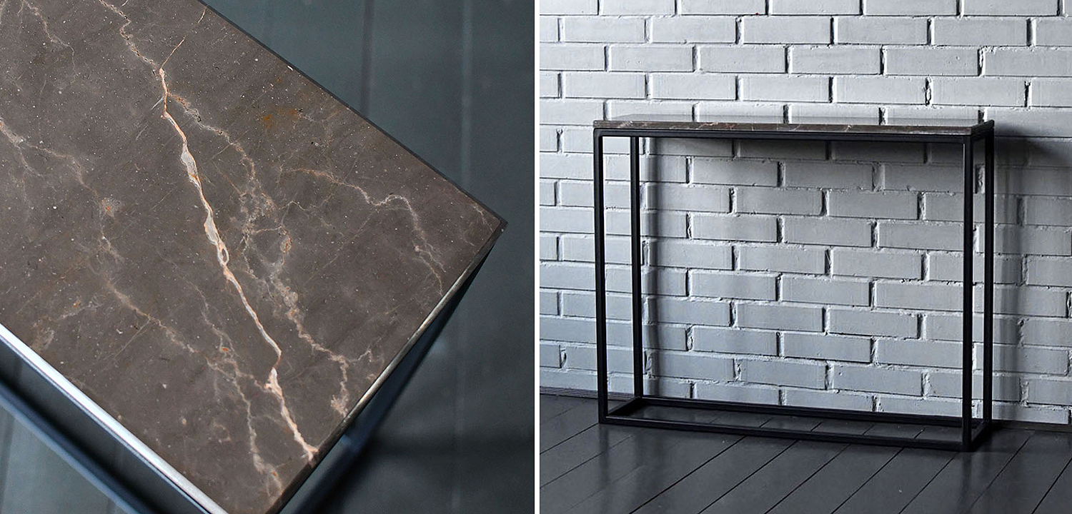 Консоль с коричневой мраморной столешницей Different Marble Brown Консоль с коричневой мраморной столешницей Different Marble Brown - Loft-Concept в Барнауле