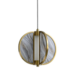 Подвесной светильник с круглым плафоном из искусственного алебастра в бронзовой оправе Marbella варинант исполнения - 1 | Loft Concept в Барнауле