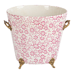 Кашпо из белого фарфора с розовым цветочным орнаментом Eden Garden варинант исполнения - 1 | Loft Concept в Барнауле