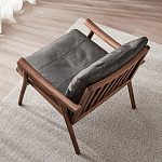 Кресло c каркасом из массива дерева и мягкой кожаной обивкой Walnut Armchair варинант исполнения - 3 | Loft Concept в Барнауле