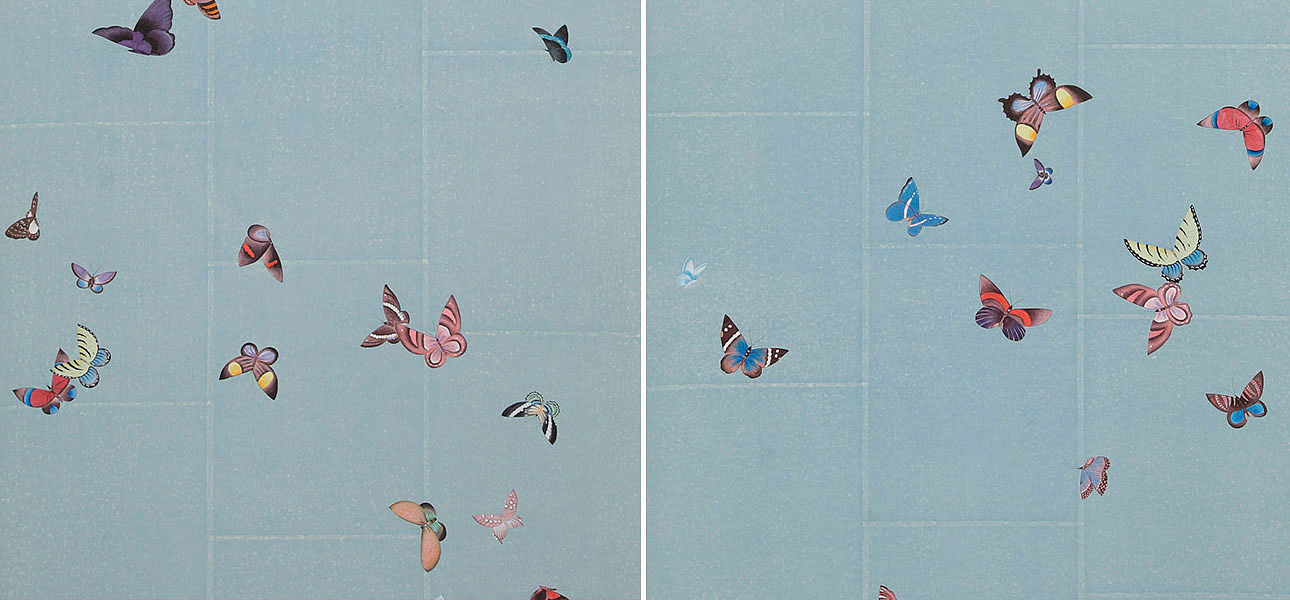 Обои ручная роспись Butterflies Icarus on Azure India tea paper Обои ручная роспись Butterflies Icarus on Azure India tea paper - Loft-Concept в Барнауле