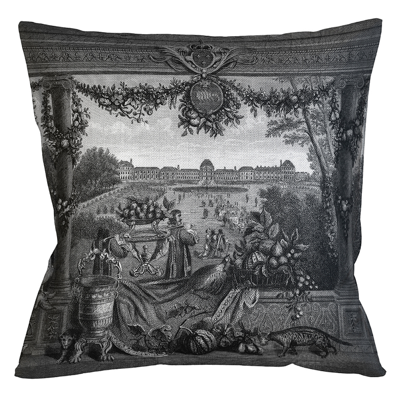 Декоративная подушка Tuileries Square Pillow Черно-белый Бежевый в Барнауле | Loft Concept 