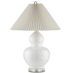 Настольная лампа фарфоровая с плиссированным конусовидным абажуром White Glaze варинант исполнения - 3 | Loft Concept в Барнауле