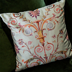 Декоративная подушка светло-зеленая с растительным орнаментом Raffael Floral Green Cushion варинант исполнения - 3 | Loft Concept в Барнауле