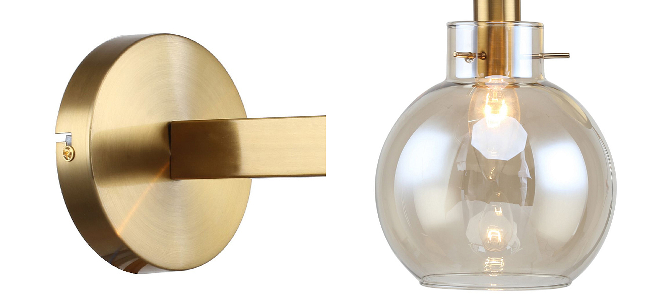 Бра с плафоном коньячного цвета Carmella Globe Brass Бра с плафоном коньячного цвета Carmella Globe Brass - Loft-Concept в Барнауле